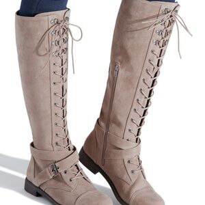 Taupe lace up boots